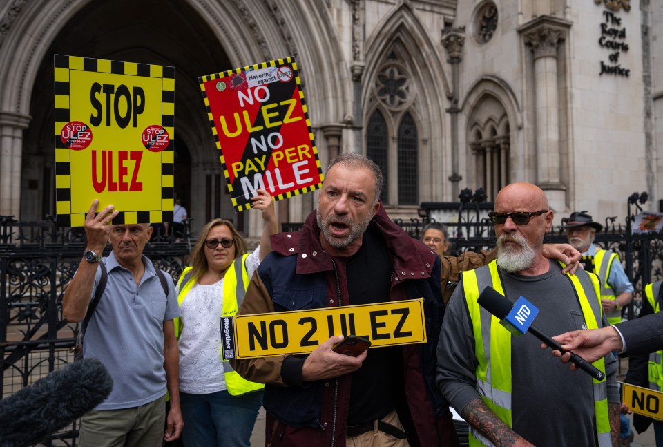 Anti-Ulez campaigners after High Court ruling that expansion to outer London boroughs is lawful