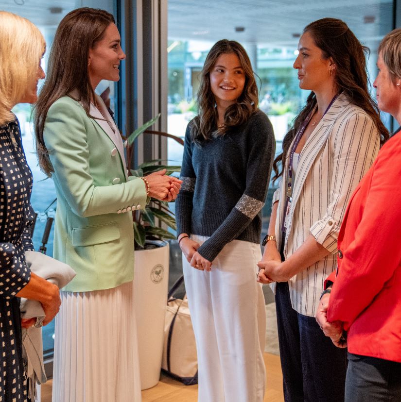 The princess also met Britain's 2021 US Open champion Emma Raducanu and former player Laura Robson at Wimbledon today