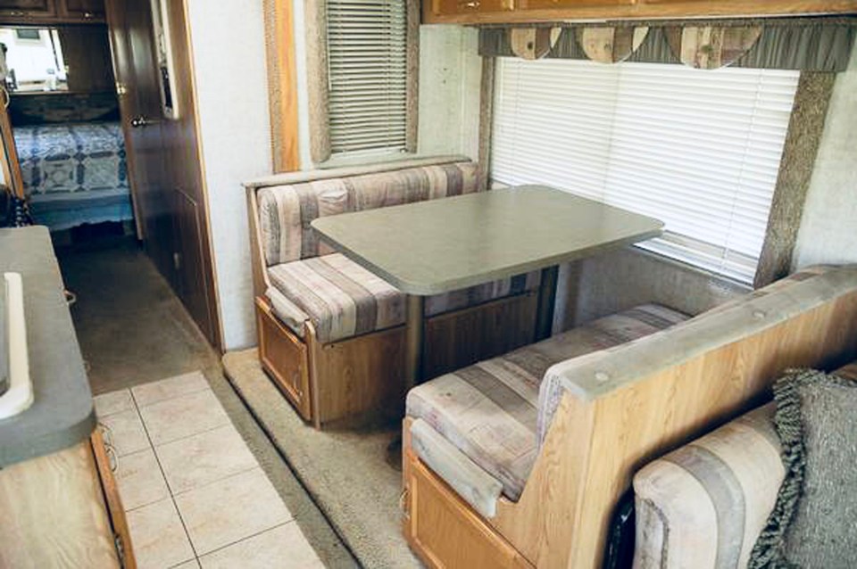 The van used to be a blur of muddy beige furnishing - and is now totally transformed