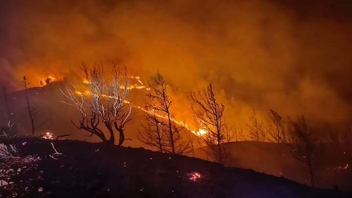 A huge blaze broke out in the island of Rhodes