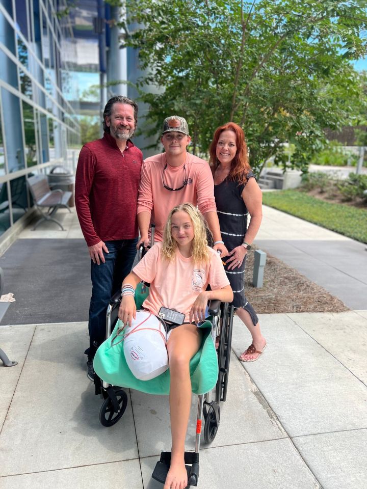 Addison with her family after the attack