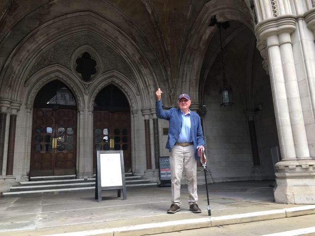 The pensioner got the last laugh at the Royal Courts of Justice