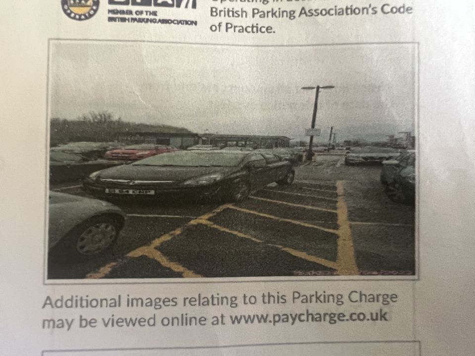 A photo from UK Parking Control shows her car to be sitting just over the line