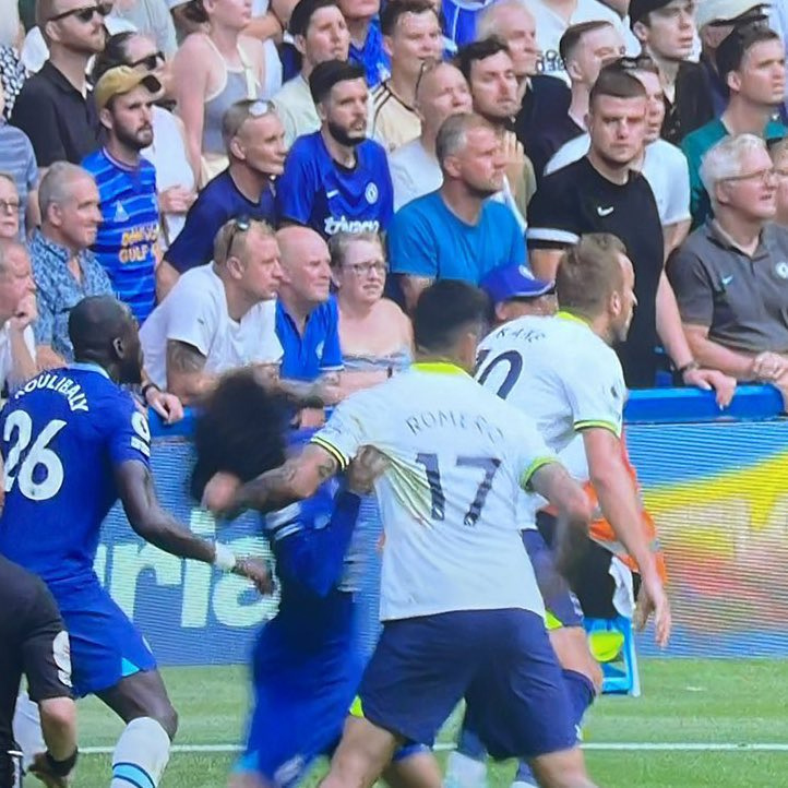 Cucurella's hair was blatantly pulled by Spurs defender Cristian Romero