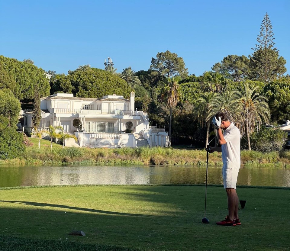 The star took his foot off the pedal to enjoy a round of golf