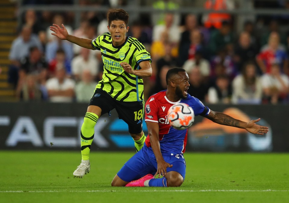 Takehiro Tomiyasu saw red against Crystal Palace