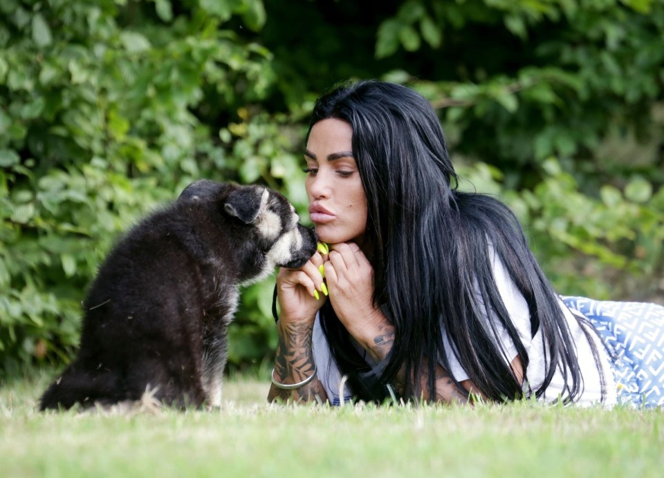 The mum-of-five showers is besotted with her young German Shepherd