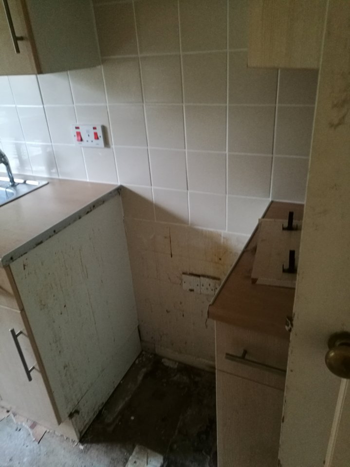 The council bungalow Kitchen was covered in mould