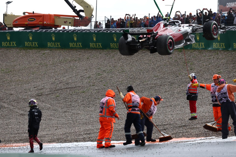 Alfa Romeo’s Guanyu Zhou’s crashed out