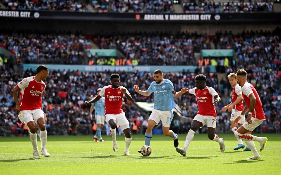 Man City summer recruit is surrounded by Arsenal players, with Thomas Partey and Bukayo Saka especially close