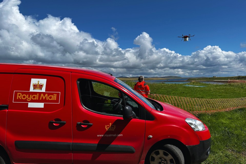 The airborne service is being trialled in Orkney for three months, with the potential to become a permanent fixture