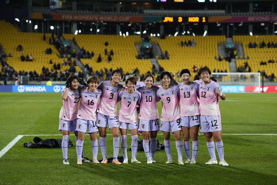 Japan celebrating their win vs Norway