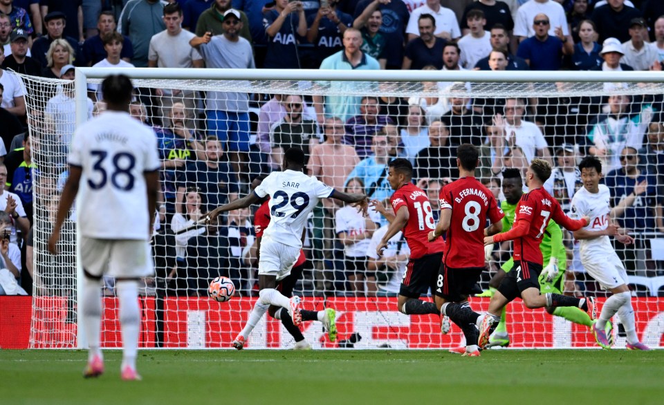 Pape Matar Sarr fired home his first Tottenham goal