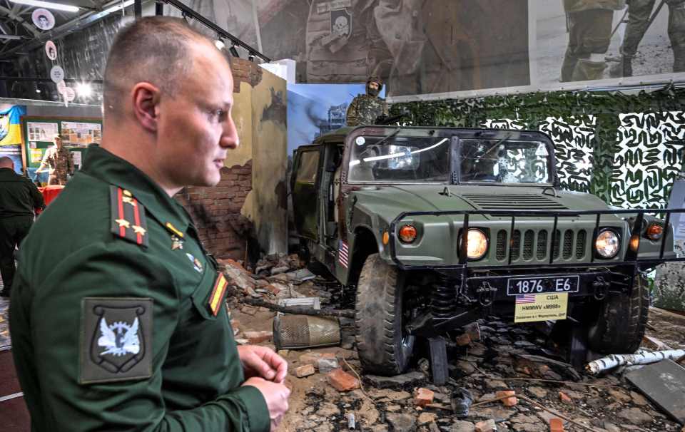 A US M998 Humvee military vehicle on display