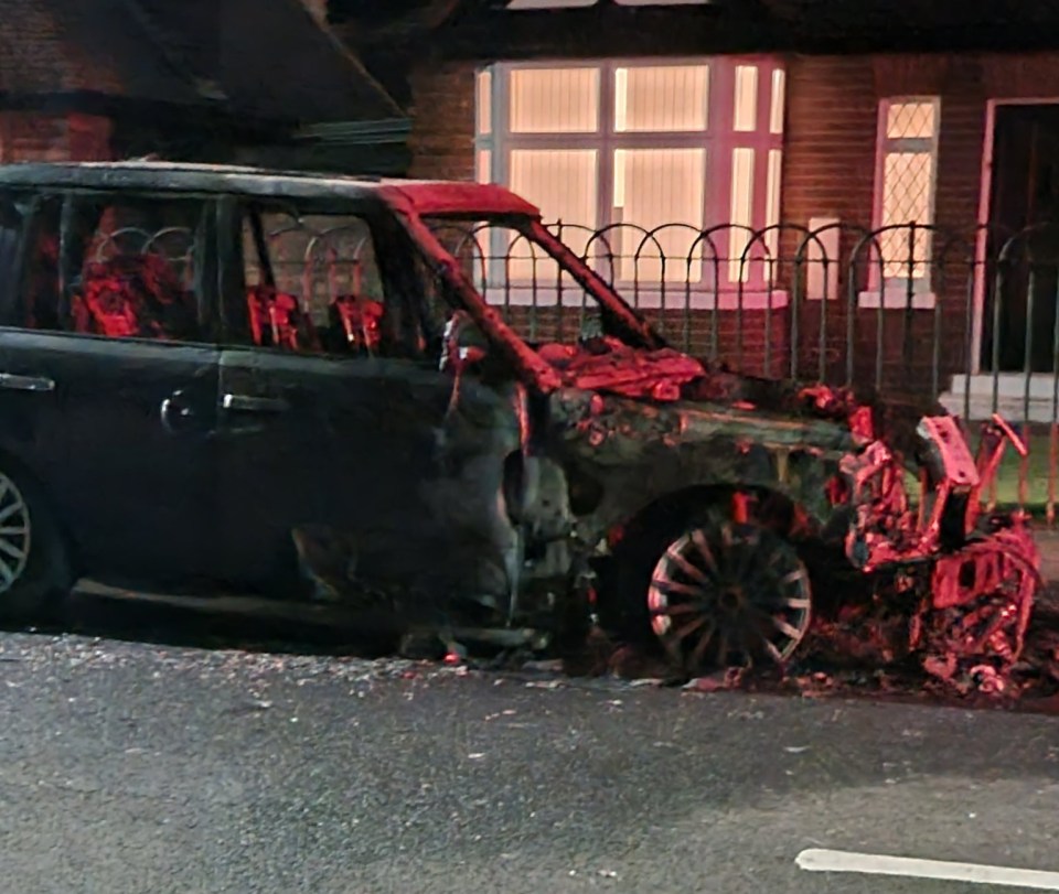 The shells of charred cars could be seen on the streets this morning