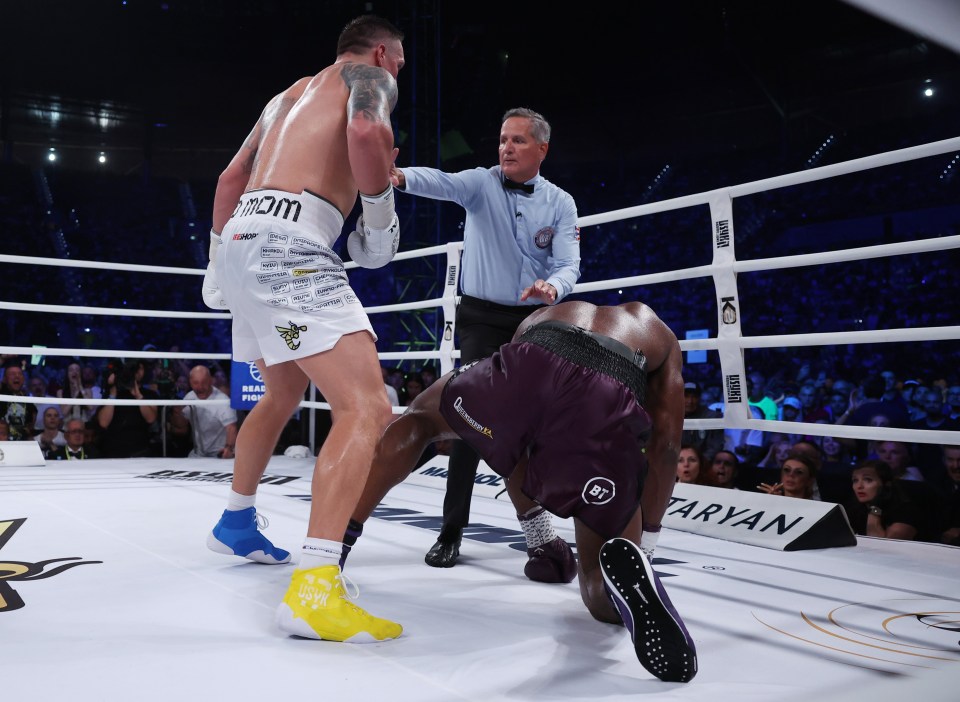 Usyk eventually got back to his feet and dropped Dubois twice before stopping him