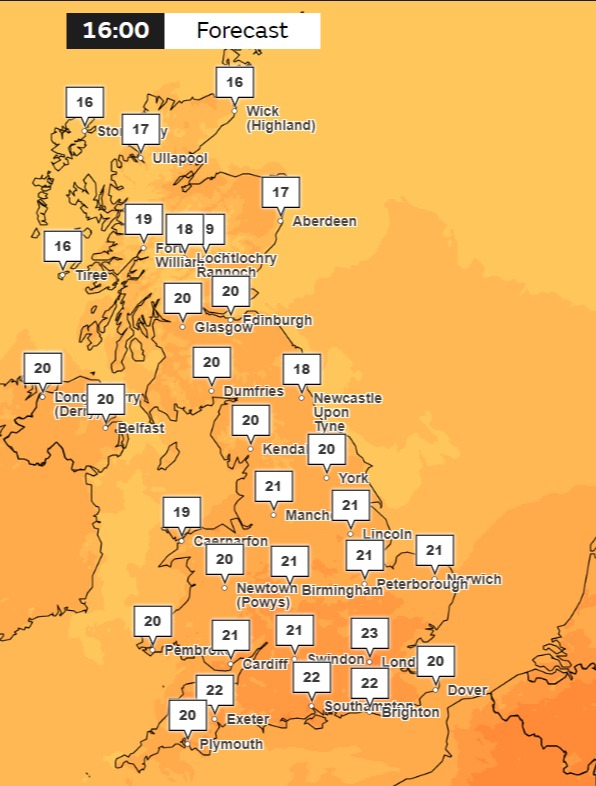 Maximum temperatures will reach 23C over the weekend