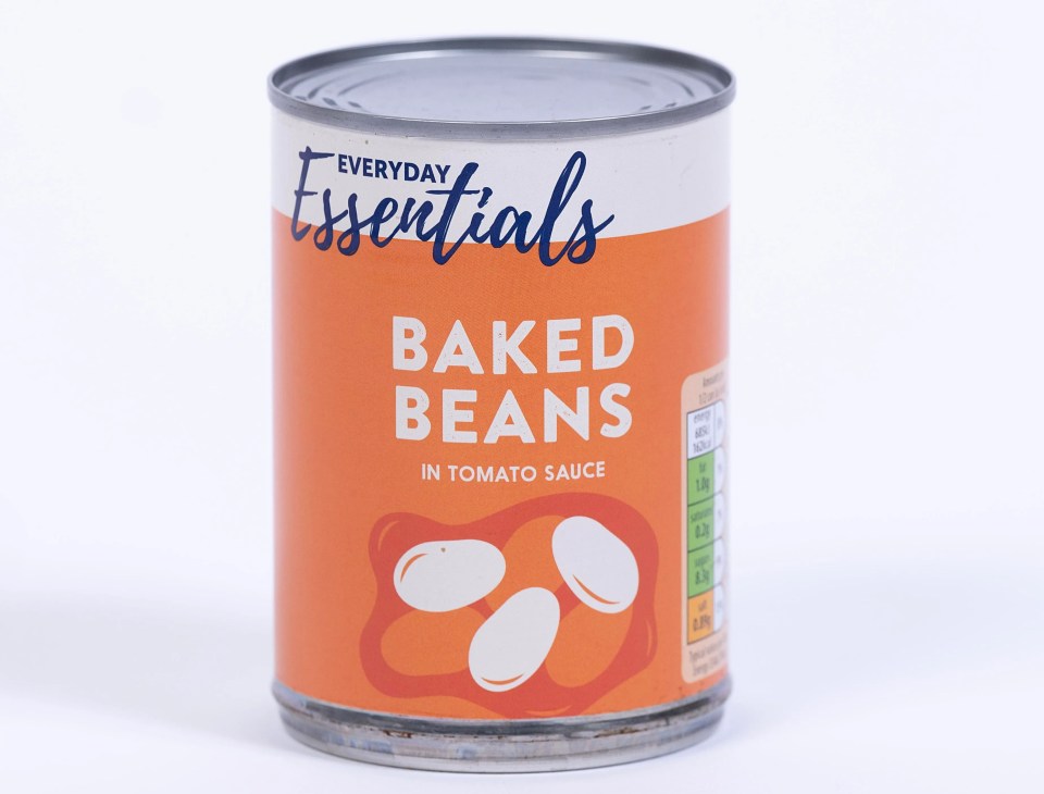 You could buy almost five of these no-frills cans from Aldi’s Everyday Essentials range for the equivalent price of just one tin of Heinz