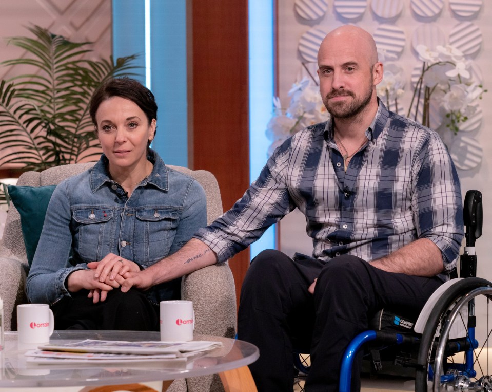 Editorial use only Mandatory Credit: Photo by Ken McKay/ITV/Shutterstock (12927379n) Amanda Abbington, Jonathan Goodwin 'Lorraine' TV show, London, UK - 06 May 2022