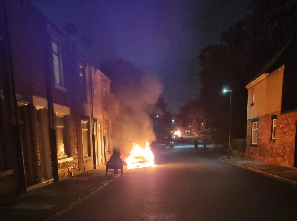 Cars were set alight in a night of chaos in Hartlepool