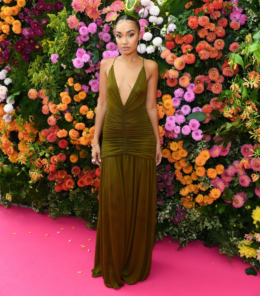 Leigh-Anne Pinnock wore this plunging, olive-coloured dress to the GRM Gala