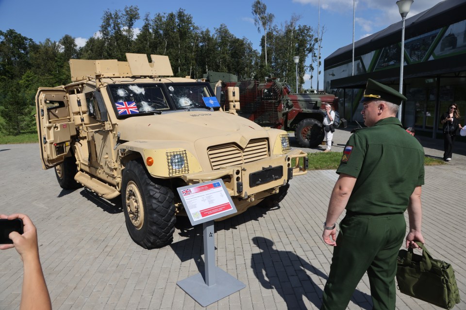 A bullet-riddled truck from the UK claimed to be captured in Ukraine