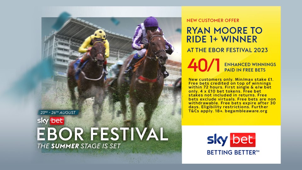 York Ebor Festival 2023: Get Ryan Moore at 40/1 to ride 1+ winner this week with Sky Bet