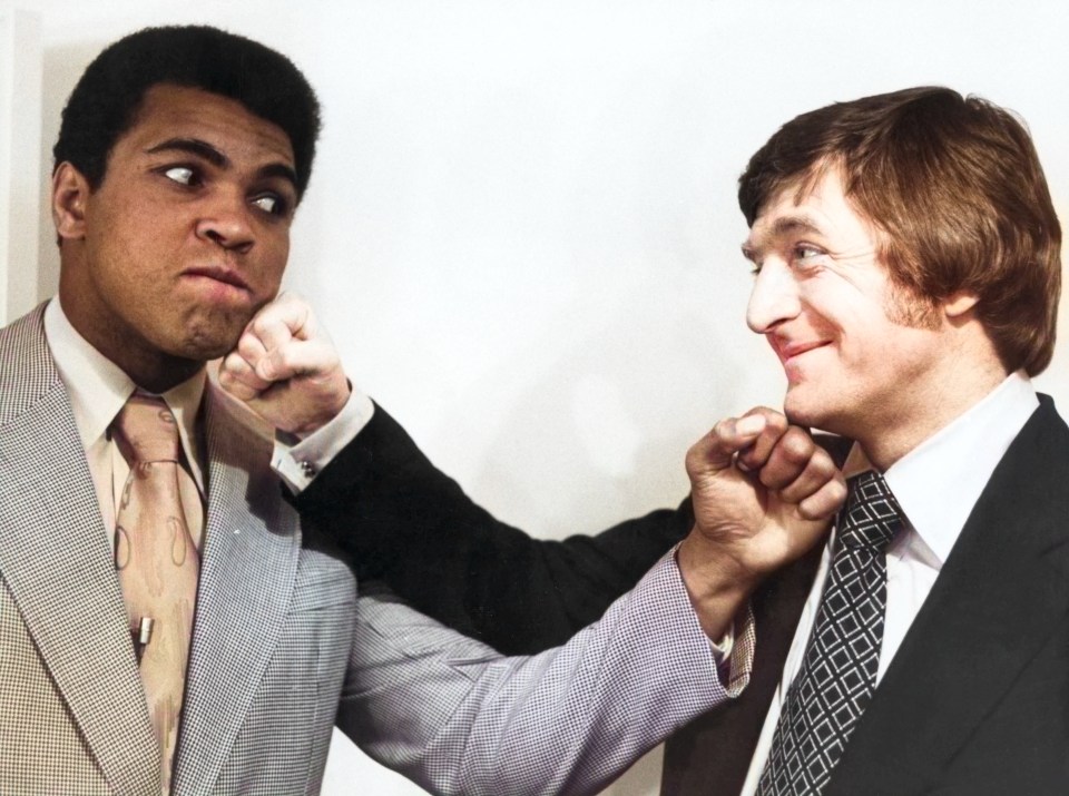 Programme Name: In Ten Pictures - TX: n/a - Episode: In Ten Pictures - Muhammed Ali (No. n/a) - Picture Shows: -Parkinson, 1974. . Muhammad Ali, Michael Parkinson - (C) BBC - Photographer: Unknown