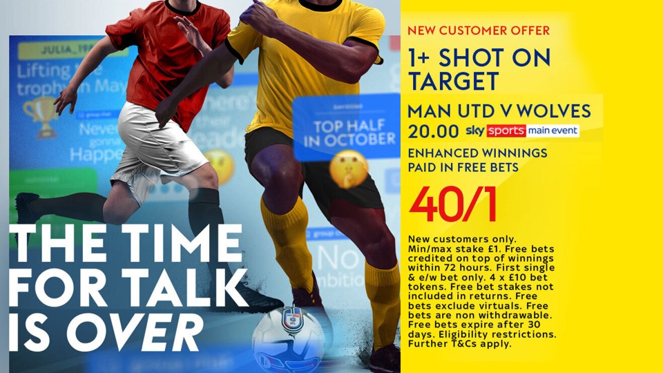 Get 40/1 for 1+ shot on target during Monday Night Football