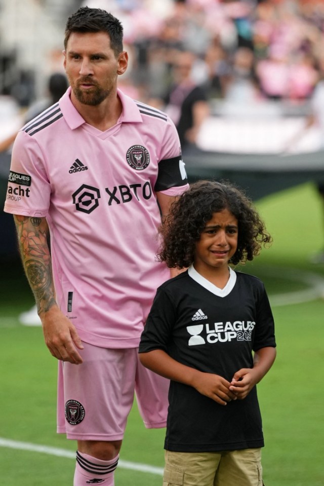 DJ Khaled's son Asahd was overcome with emotion stood next to Lionel Messi