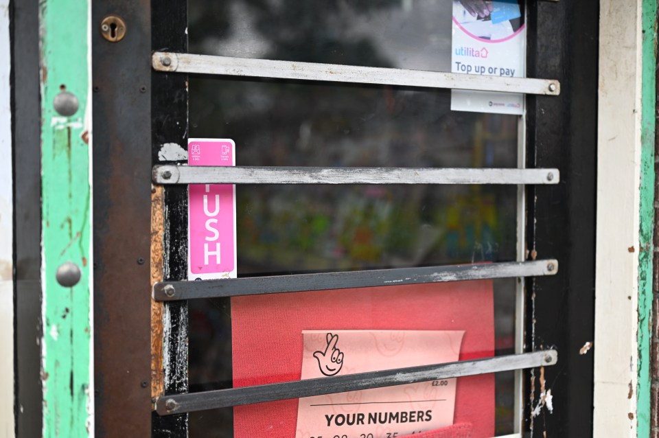 Security bars on the entrance to the Village Store