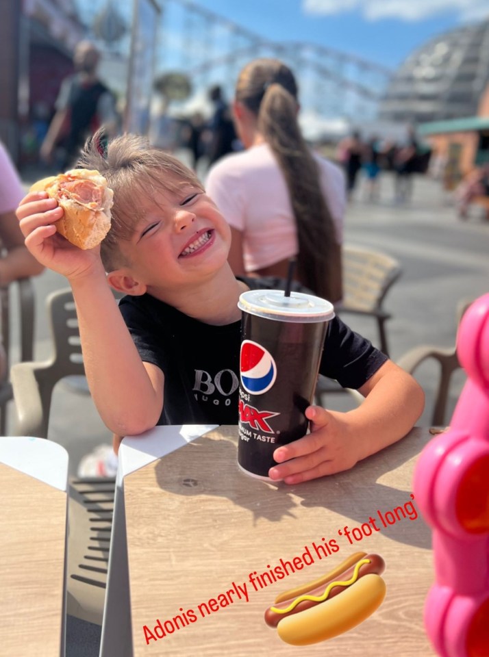 Little Adonis enjoyed a huge lunch at the seaside town