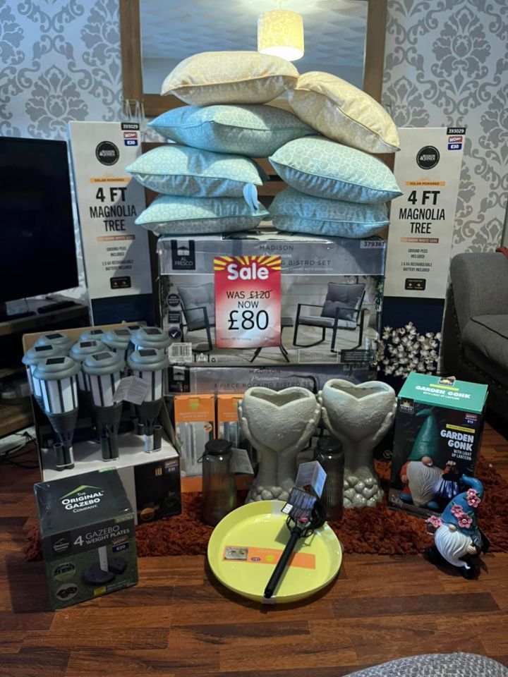 One bargain hunter took to Facebook to show off her huge haul, full of brilliant garden and home buys, saving herself a staggering £584.75