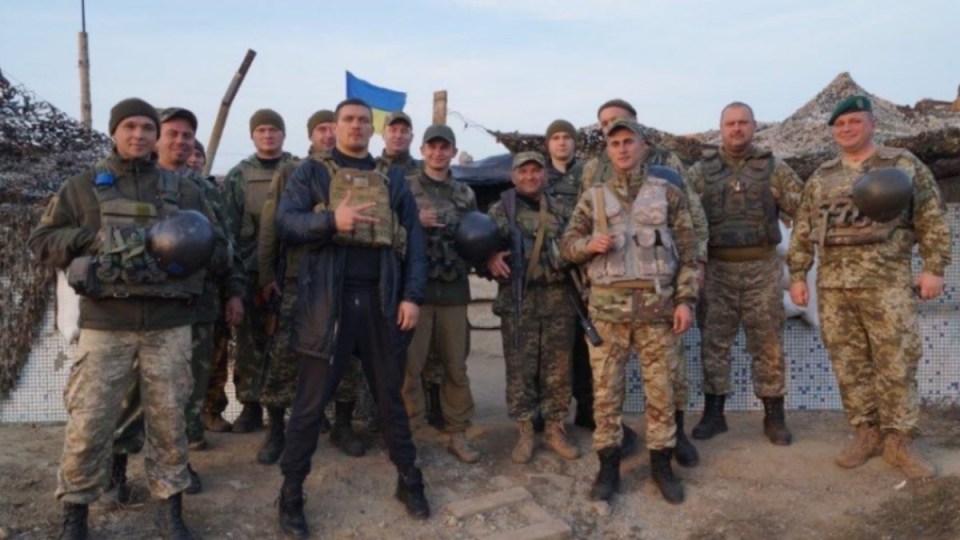 Oleksandr Usyk has appeared on the frontline of Ukraine’s war