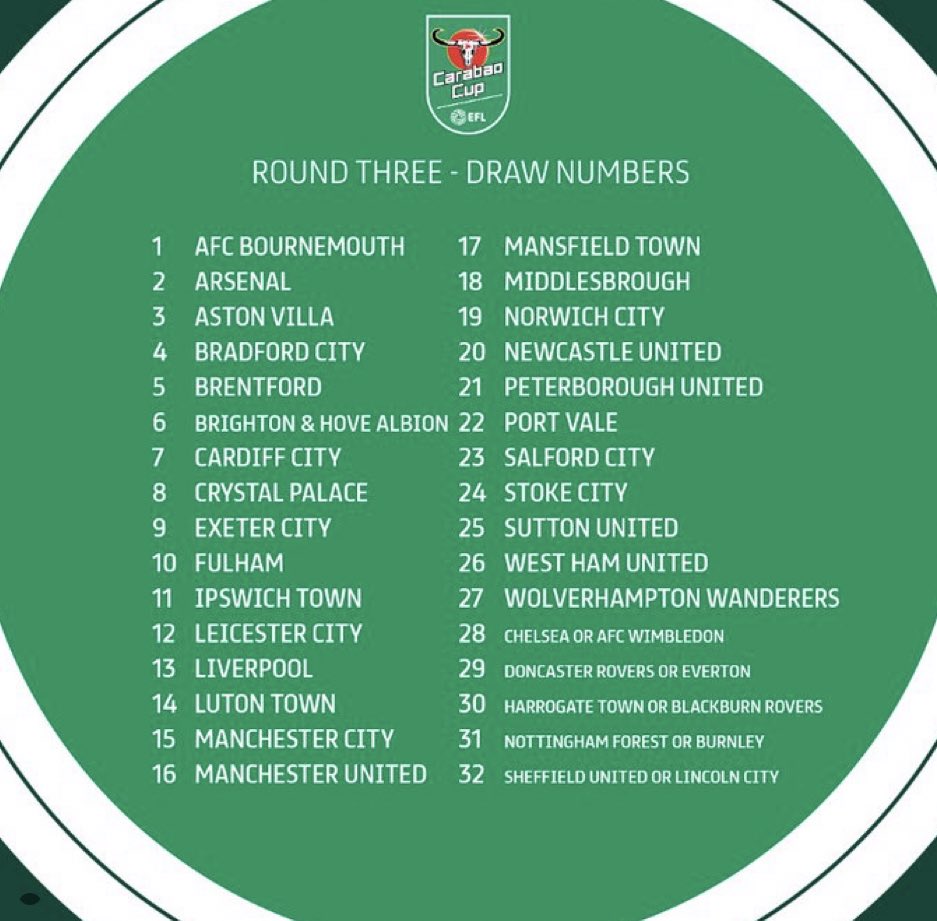 Newcastle United should have been ball number 19 with Norwich City ball number 20