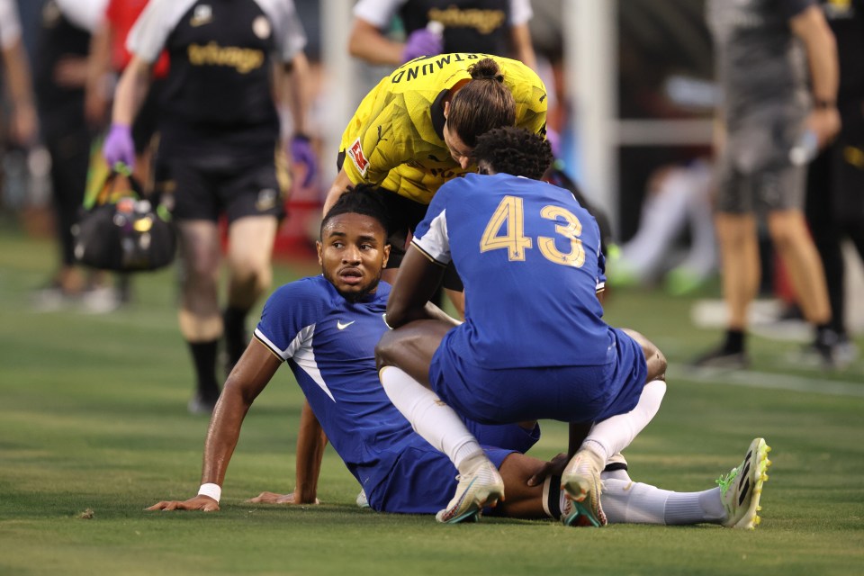 Christopher Nkunku was forced off with an injury in the first half