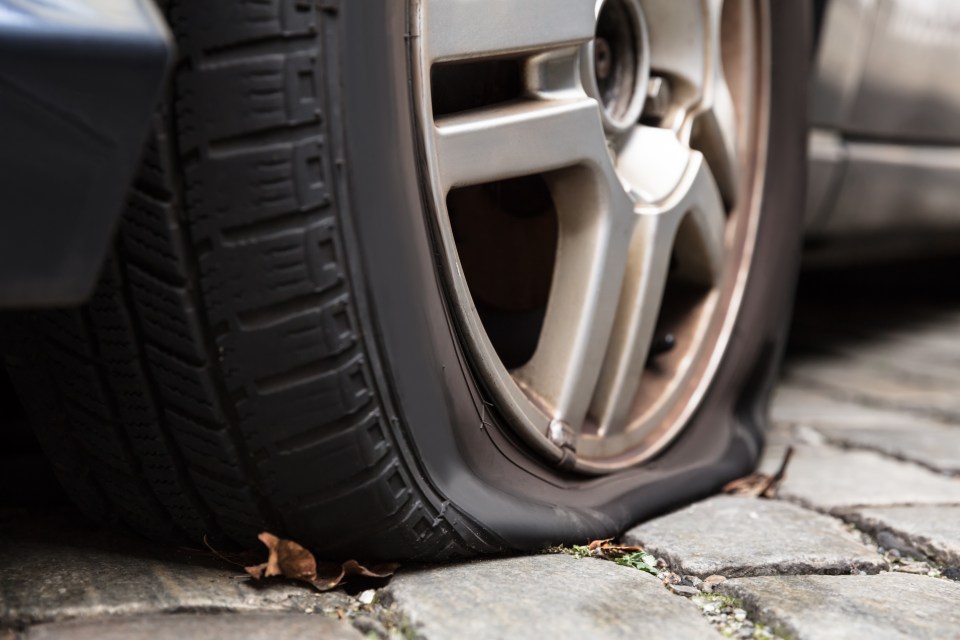 Air will continue to escape from a slow puncture when you're both driving and parked