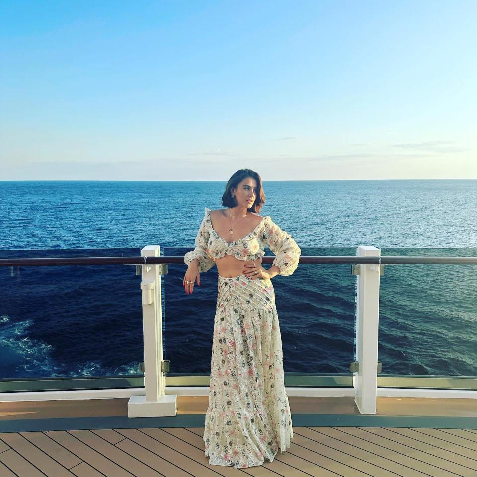 It came as the actress enjoys a luxury break on a £2K cruise