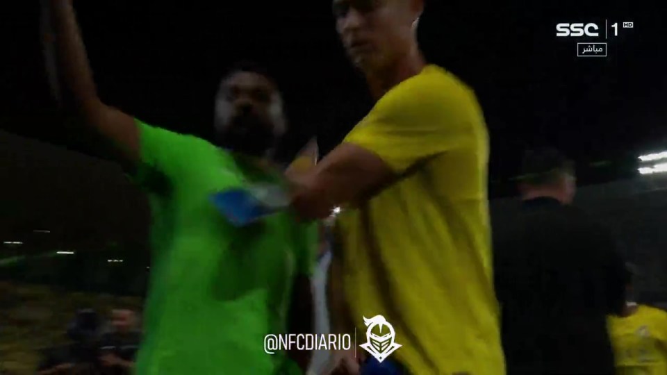 Ronaldo then shoved a man away as he attempted to get a selfie