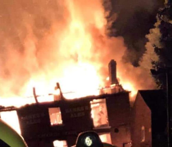 The mystery blaze guts the pub on Saturday night