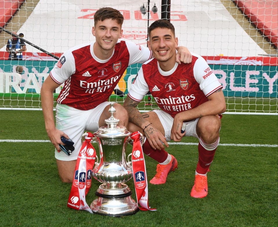 Hector Bellerin, right, was a three-time FA Cup winner with Arsenal