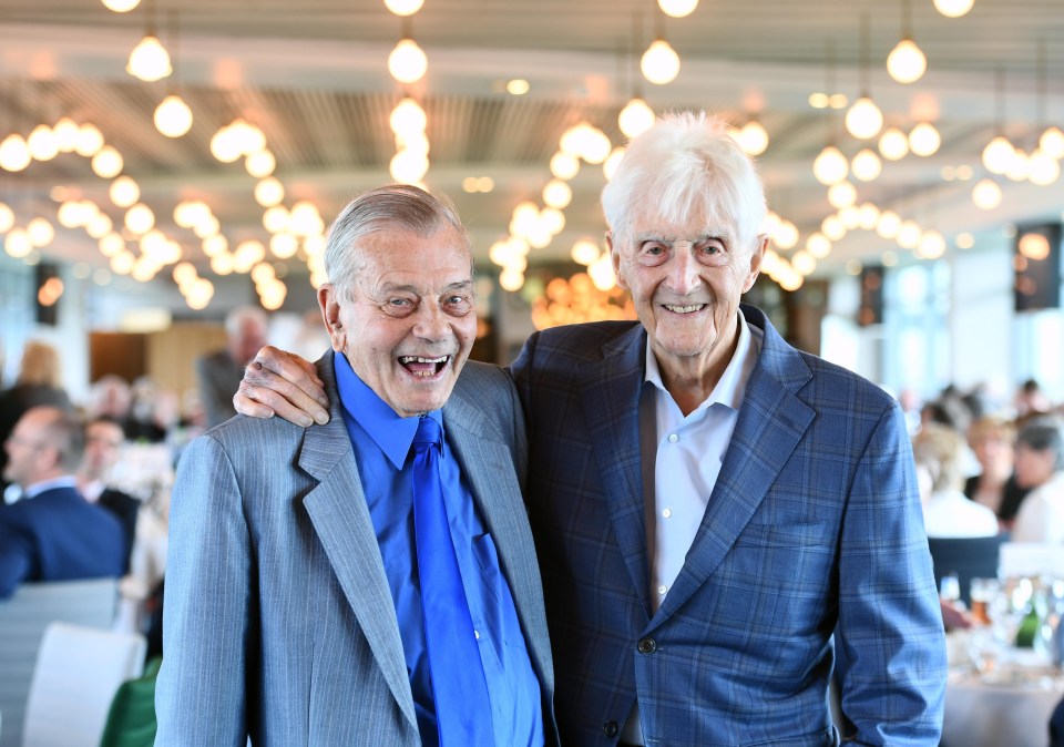 Mandatory Credit: Photo by Simon Wilkinson/SWpix.com/Shutterstock (13879538i) Dickie Bird pictured at Headingley pictured at Headingley with his lifelong friend Sir Michael Parkinson Dickie Bird 90th Birthday. Leeds, UK - 19 Apr 2023