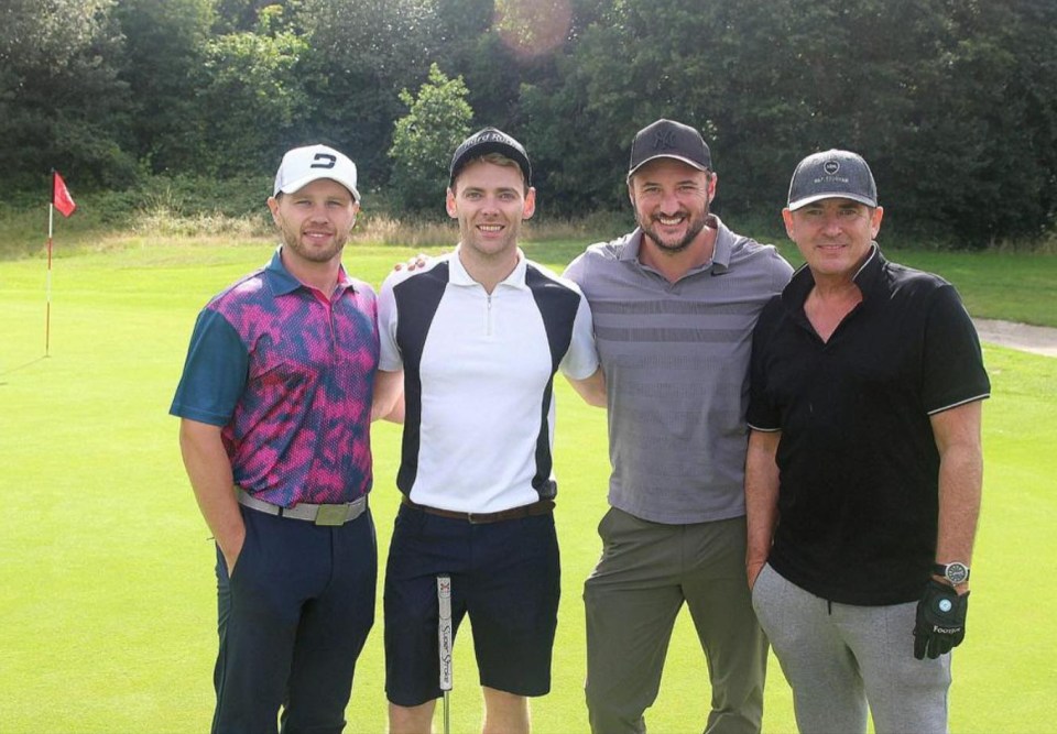 EastEnders' Danny Walters, Thomas Law, James Bye and Shane Richie at the golf course