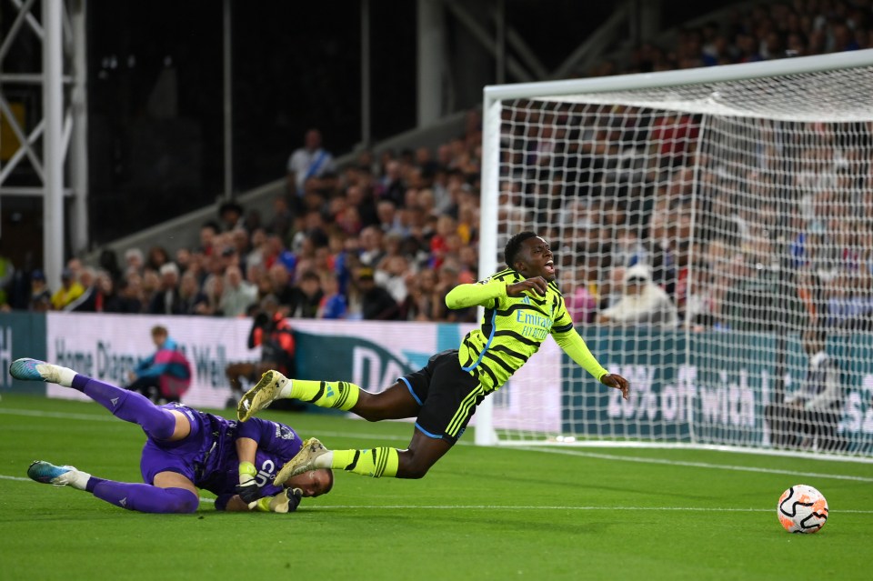 Eddie Nketiah was brought down by Sam Johnstone to earn Arsenal a penalty