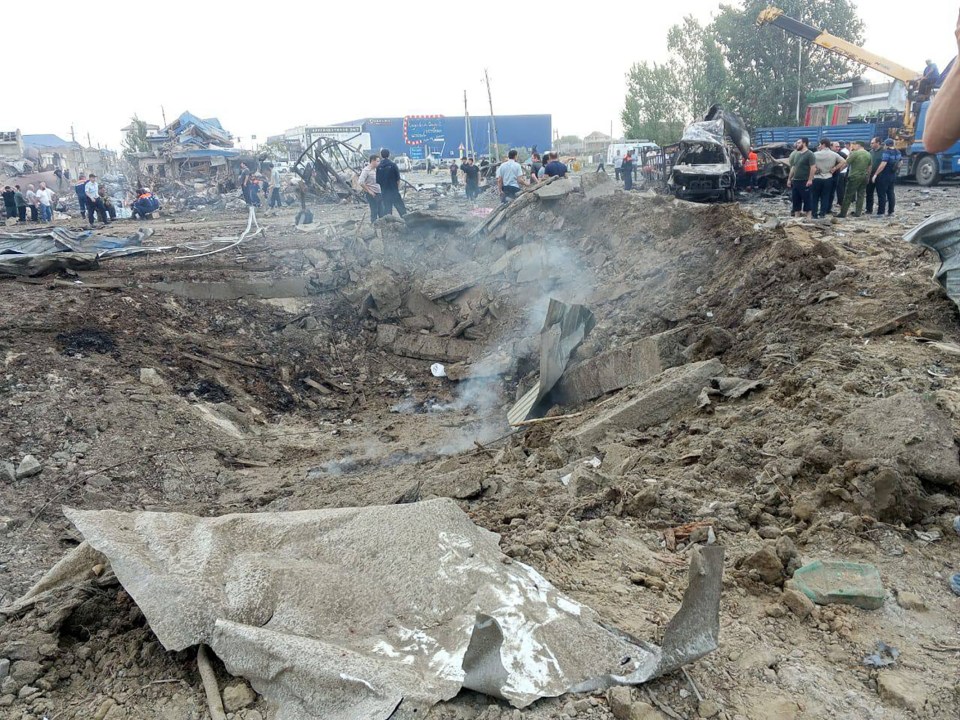 The aftermath of the huge blast at the Nafta 24 filling station in Makhachkala