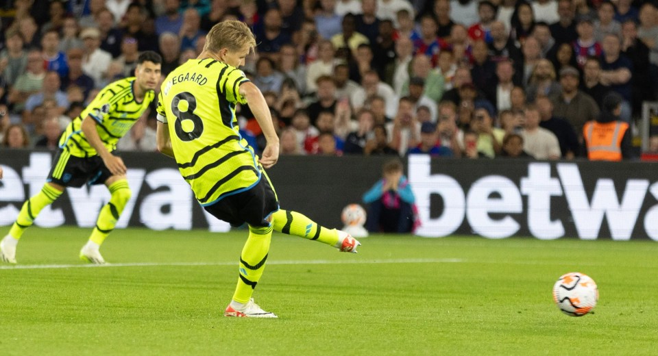 Martin Odegaard scored from the penalty spot to give Arsenal the lead