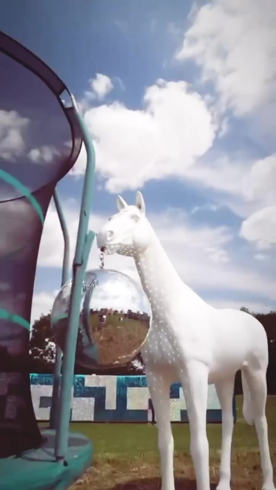 There's even a giant horse with a disco ball in its mouth in Gemma's expansive garden