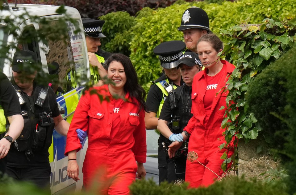 They were seen shamelessly grinning as officers led them away into a police van