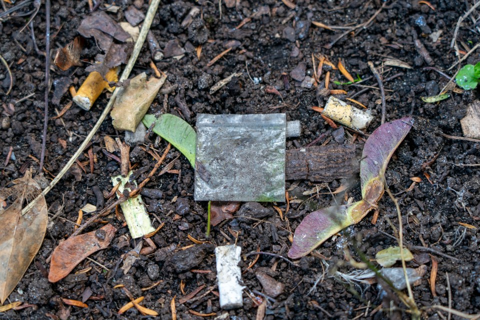 Empty bags that may have contained drugs are found on the floor next to St Lawrence church