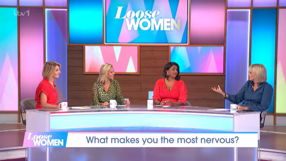 She'd been discussing stage fright with Kaye Adams, Jane Moore and Kelsey Parker on Loose Women